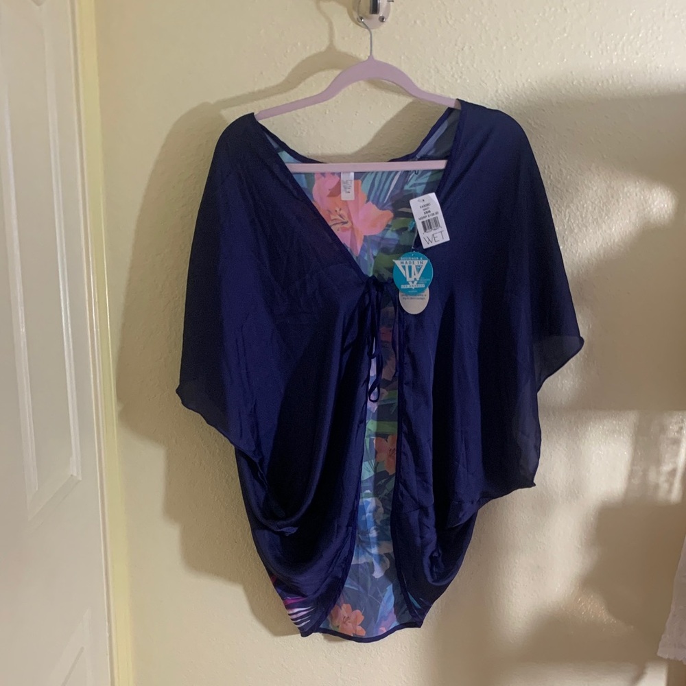 NWT WET Vibrant Floral Navy Cover-Up, size XS/S
